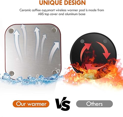 Miniatura 5 de Juego de calentador y taza de café, calentador de tazas de bebidas para escritorio, uso en casa, oficina, regalos de café, eléctrico de 15 vatios,