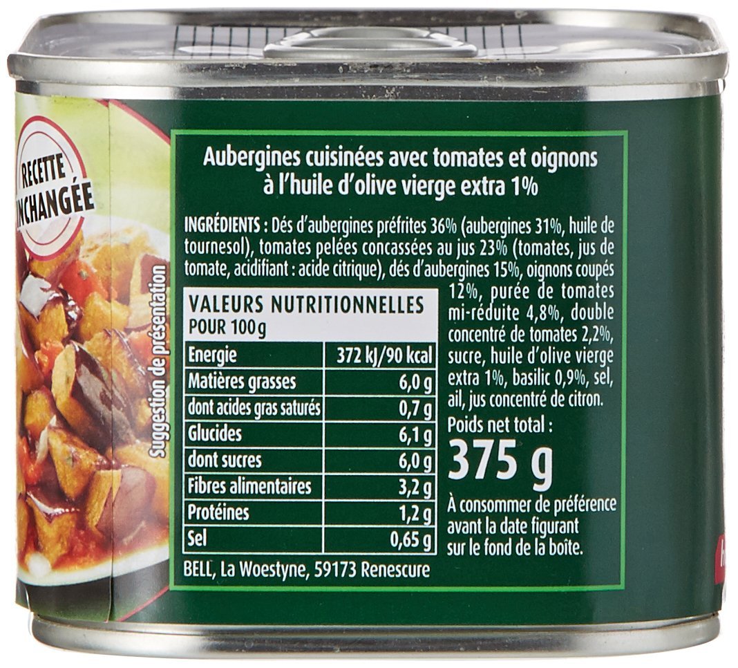 Cassegrain Aubergines cuisinées à la provençale 375 g - Lot de 4
