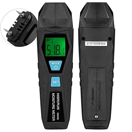 Inkbirdplus Moisture Meter for Wood, Digital Moisture Detector, Pin Type Dampness Moisture Sensor Detector for Firewood, Brick, Drywall, Paper, Floor, Plaster, Backlit LCD, User Friendly