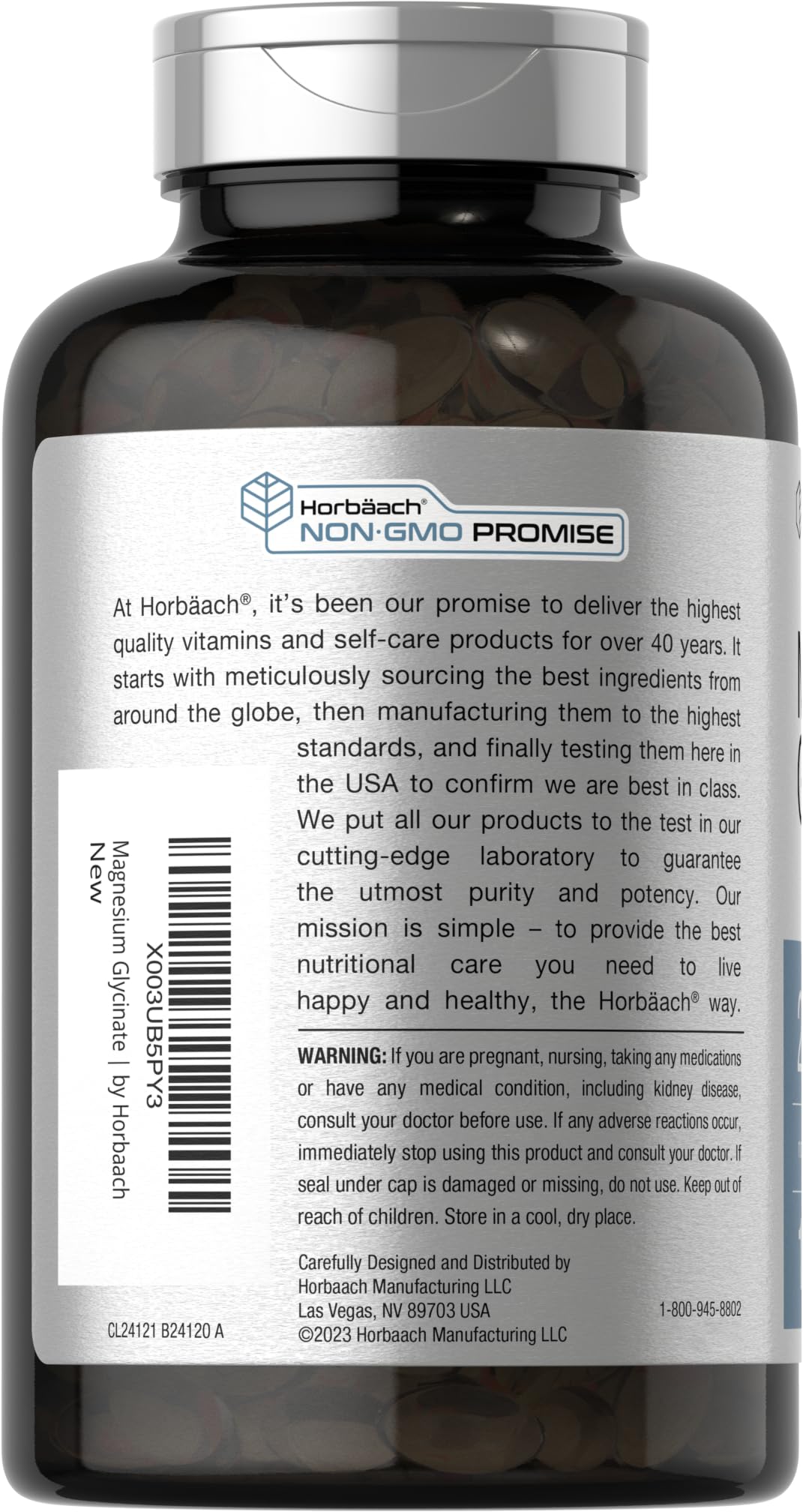 Horbäach Magnesium Glycinate | 250mg | 120 Softgels | Non-GMO and Gluten Free Supplement