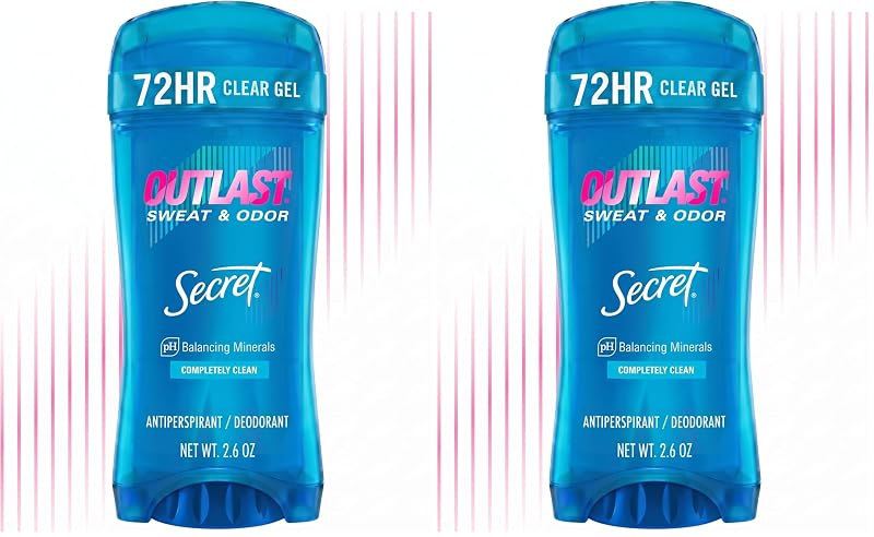 Desodorante antitranspirante Secret Outlast, fragrância Completely Clean, sólido invisível, com minerais balanceadores de pH, Pacote com 2
