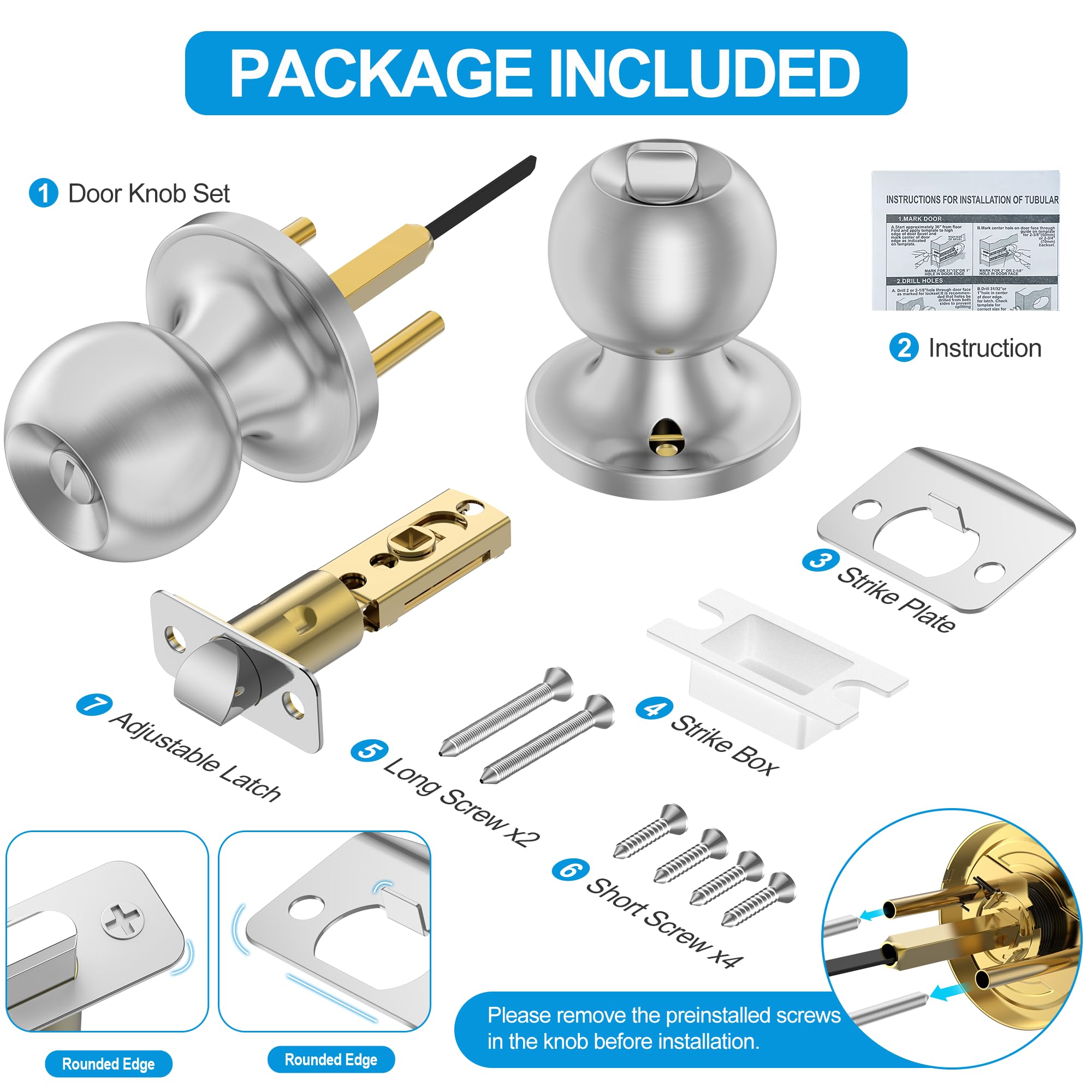 Privacy Door Knobs - Satin Nickel Locks -7