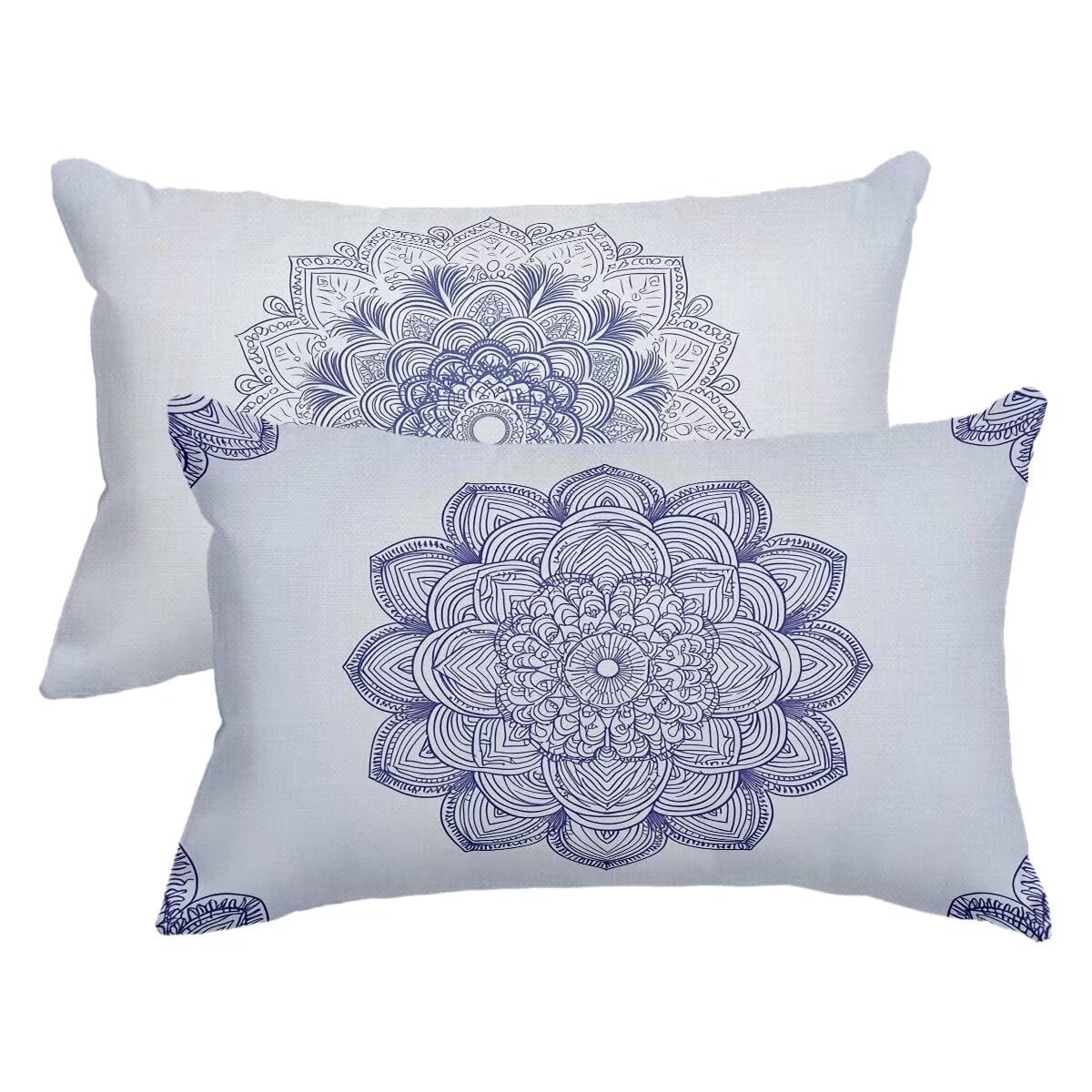 Housse coussin 60x80 exterieur impermeable et anti tache en lin pour salon de jardin