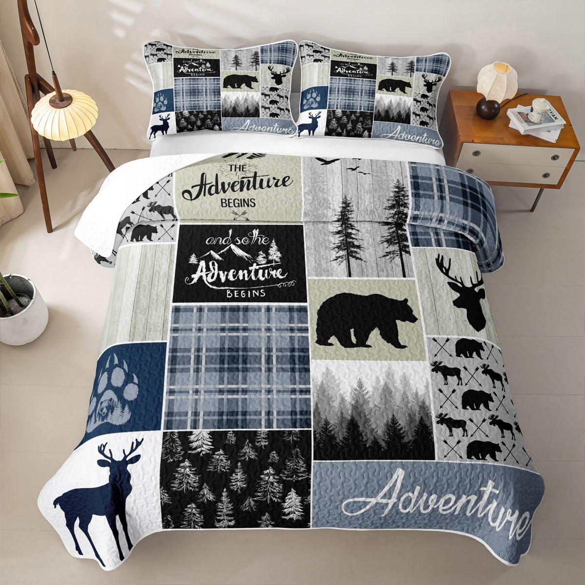 Homewish Set di biancheria da letto matrimoniale trapuntato con orso