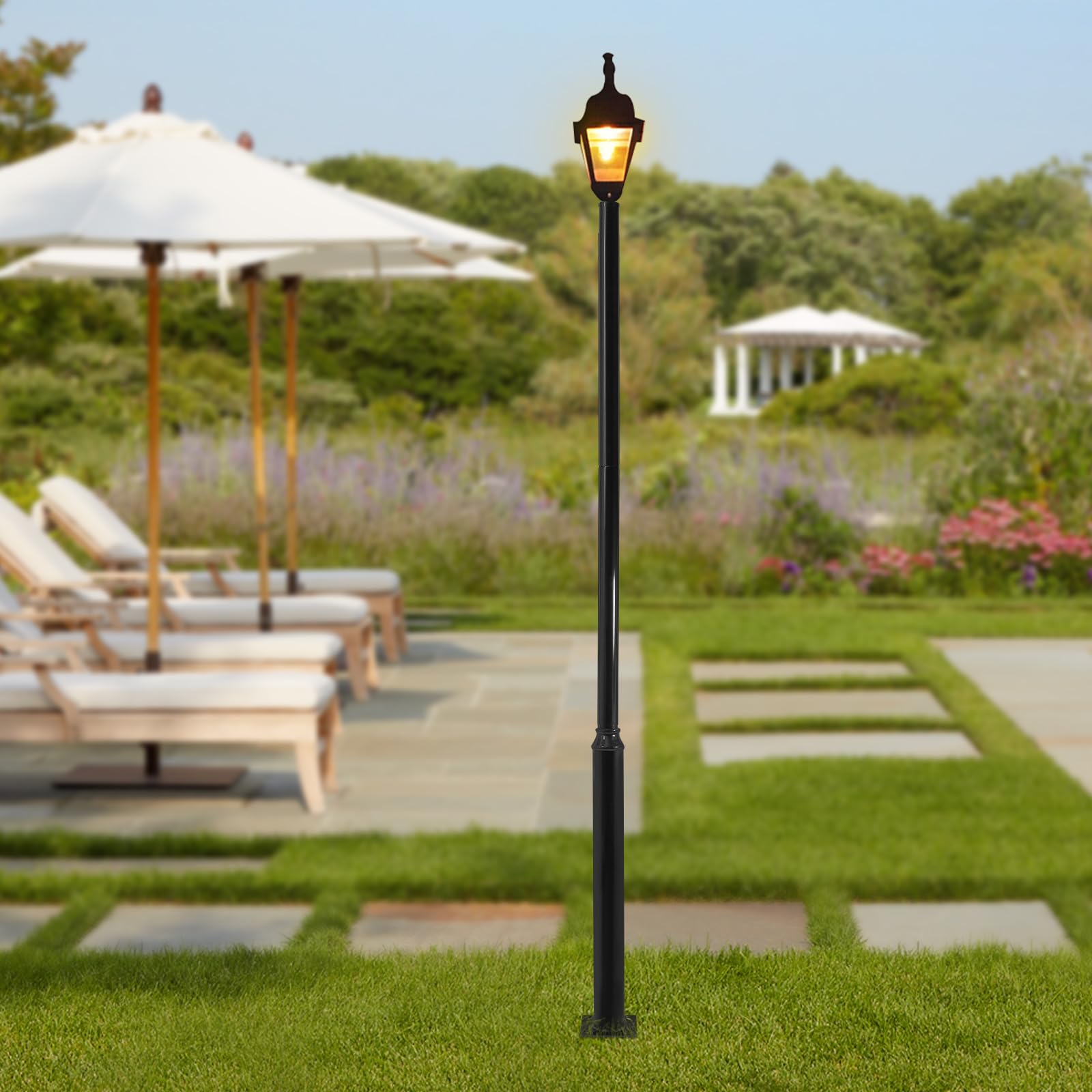 Straßenbeleuchtungsmast Straßenlaternenpfahl, Garten Solarlampen mit Erdspieß, Überwachungspfosten, Geteilter Straßenlaternenmast Geeignet für Straßen im Freien (3m/9.84ft)