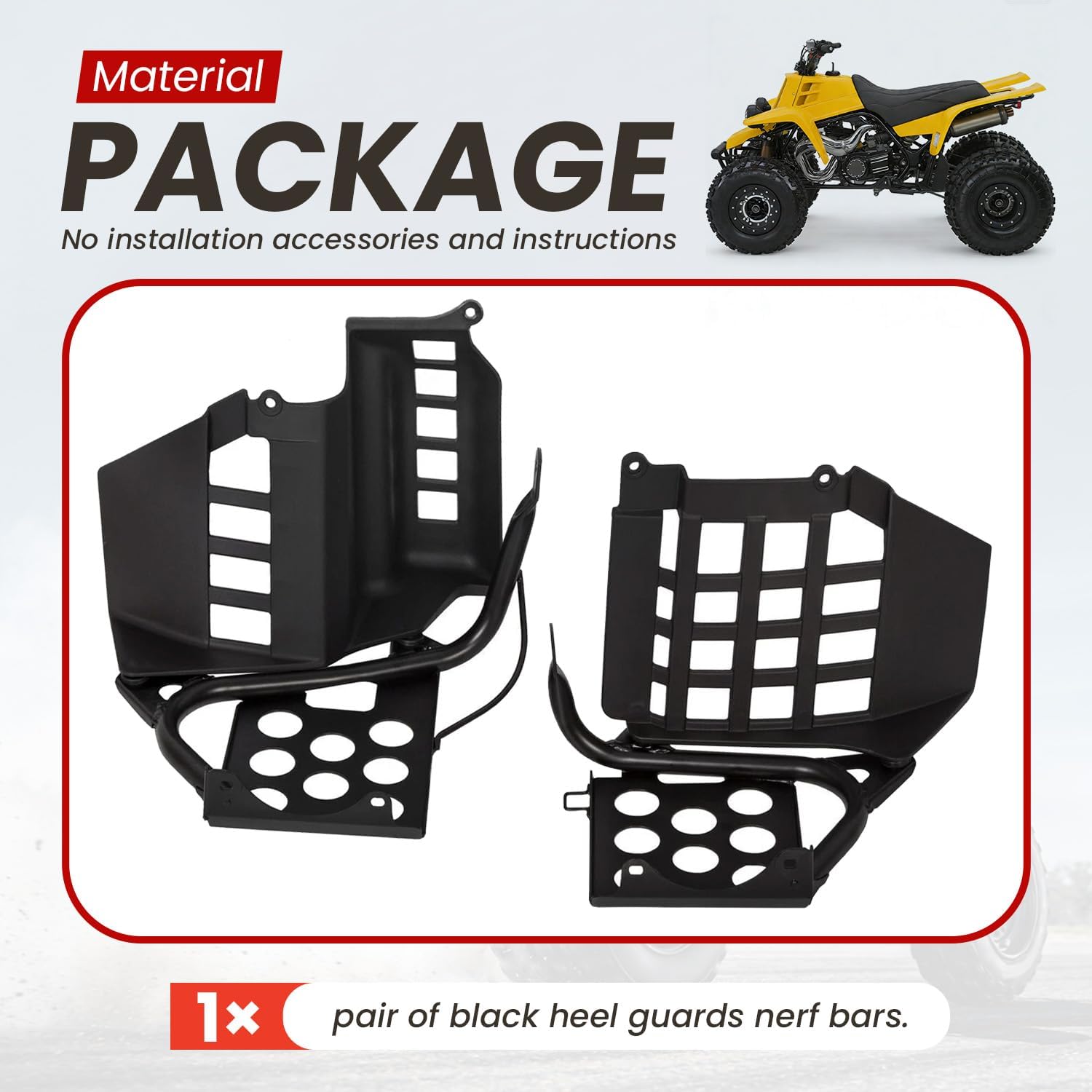 ECOTRIC Heel Guards Nerf Bars Compatible with 1987-2006 Yamaha Banshee Footrest Stand Black -You May Get Multiple Packages
