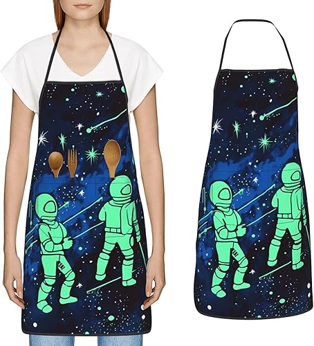 Delantal impermeable ajustable babero con 2 bolsillos verde naturaleza delantales de cocina para mujeres y hombres, baberos de chef para hornear