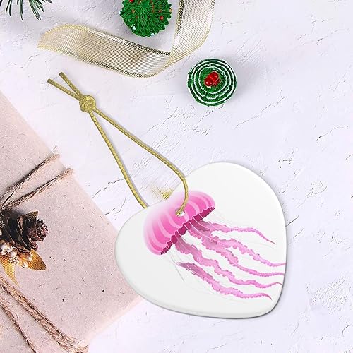 Miniatura 4 de Christmas Ceramic Love-Shaped Ornaments MSRHIUEF Pink Jellyfish Pattern Christmas Tree Accessories for Shopping malls Windows