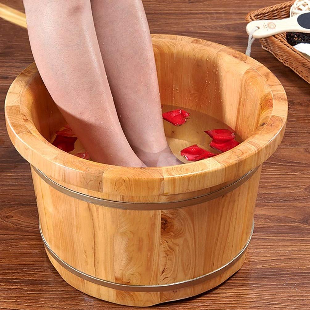 Pediluvio per adulti, vasca per pediluvio in legno, vasca per pediluvio per ammollo dei piedi, vasca idromassaggio per pediluvio, secchiello in legno per pedicure, secchiello per immersione dei piedi