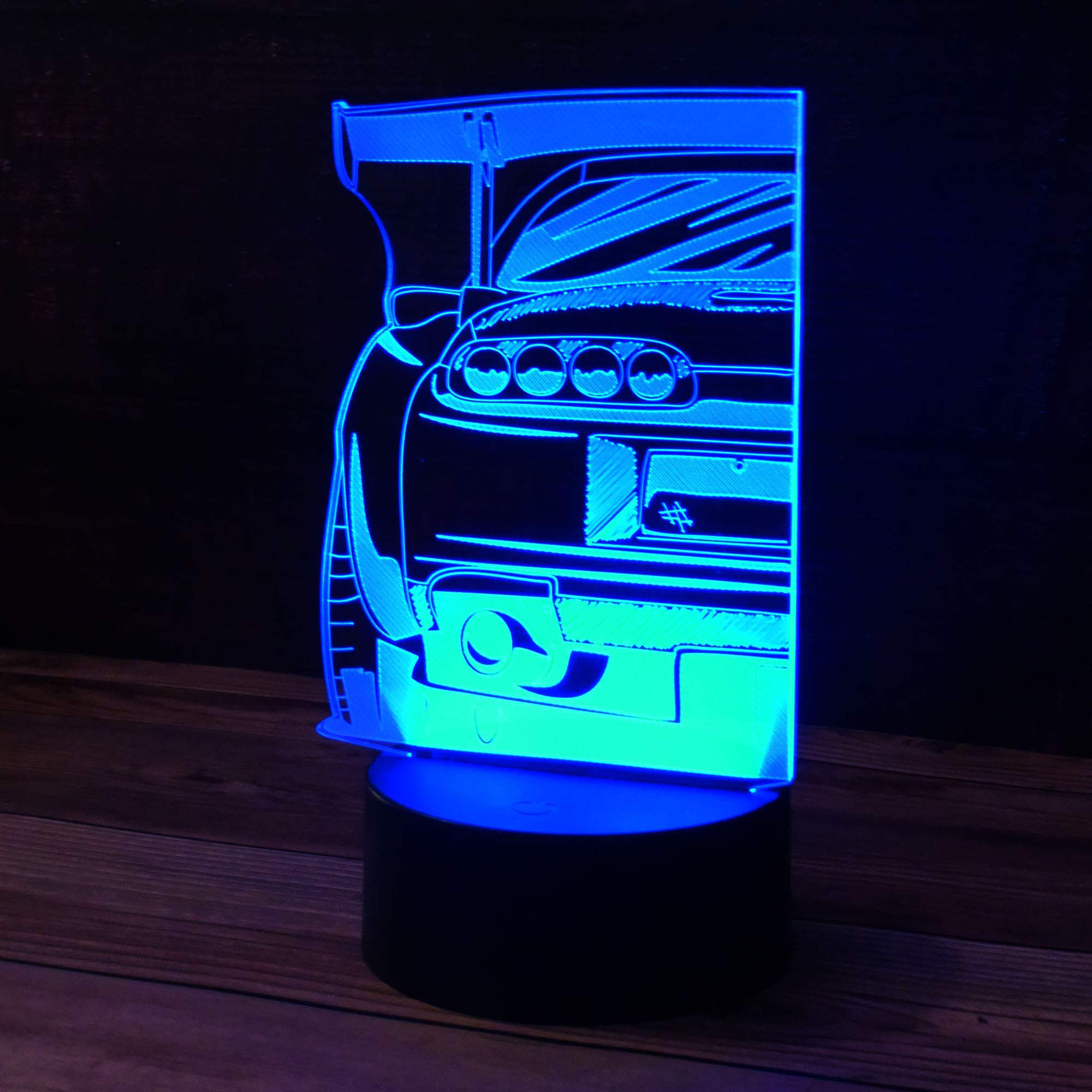 3D Supra Desk Light - 7 Color LED Lamp Base with USB or Battery and Touch Control Rotating Fade or Solid Color Mode. Makes a Perfect Nightlight for Kids or Unique Gift for Any Age.