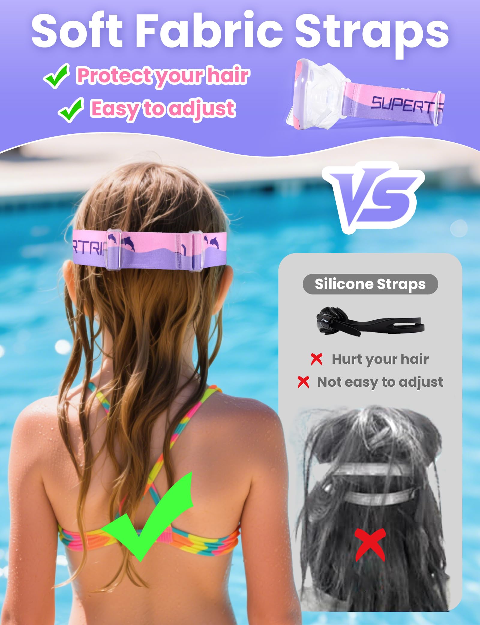 Supertrip Lunettes de natation pour enfants avec masque nasal pour garçons et filles de 6 à 14 ans piscine plage de sable | Masque de plongée en Verre trempé, Masque de plongée avec Tuba pour garçons et Filles, Piscine, Plage