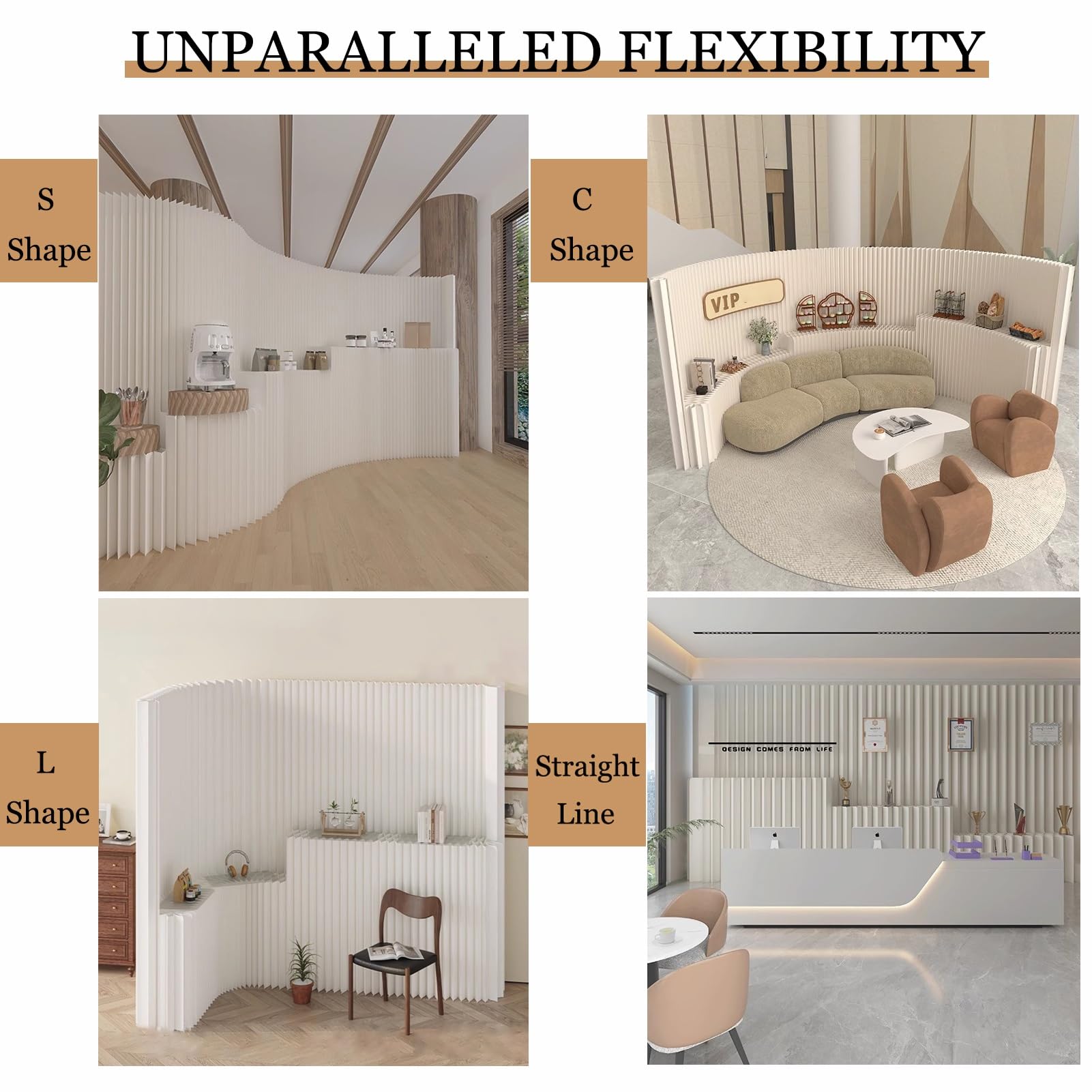 Divisori per ambienti, Pareti divisorie pieghevoli for la privacy con ripiano portaoggetti(2.4x5m/7.87x16.4ft)