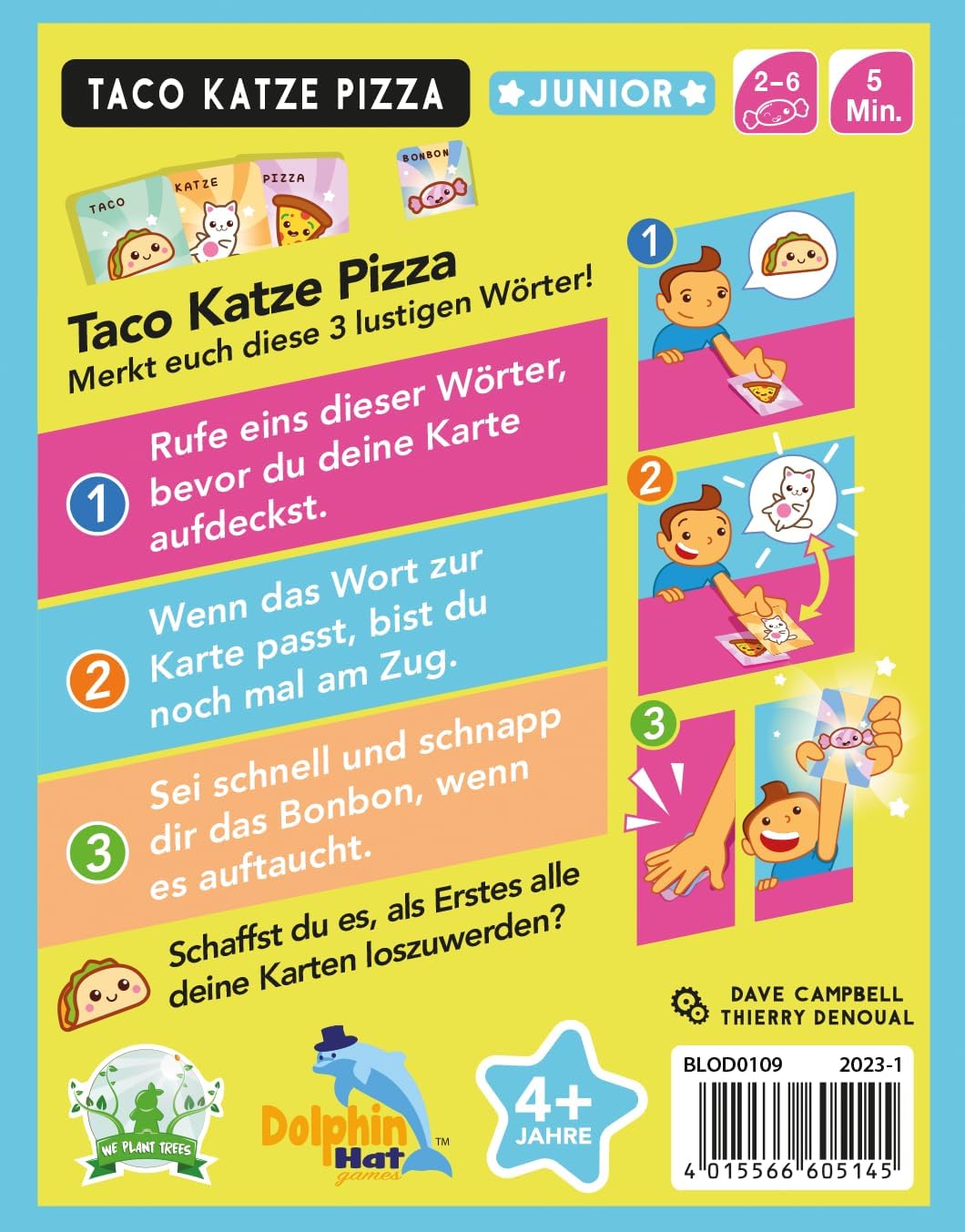 Blue Orange, Taco Cat Pizza Junior, Children's Game, Card Game, 2-6 Players, from 4+ Years, 5 Minutes, German