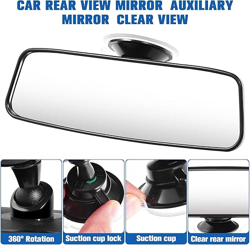 Miniatura 5 de Veemoon Espejo de repuesto para parabrisas ancho, antinegro, espejo grande deslumbrante de cm, elimina la prueba H, espejo trasero azul para