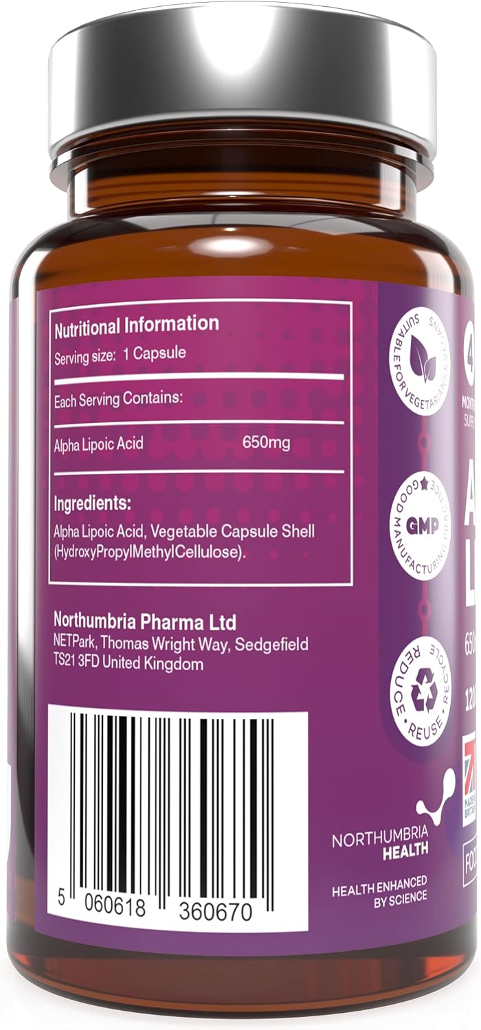 Alpha Lipoic Acid 650mg Capsules, 120 count (Pack of 1) - Image 3