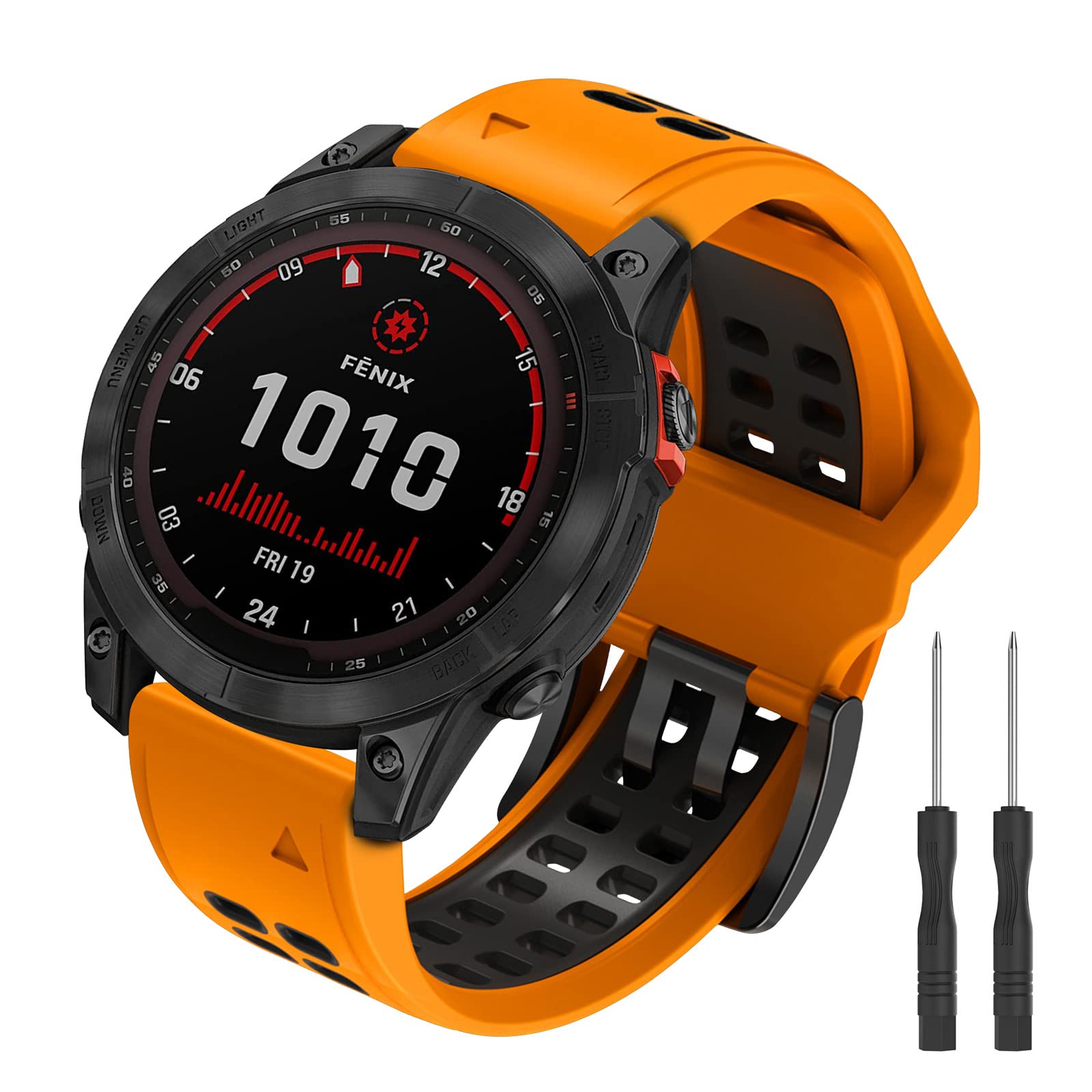 Fenix 7X Strap - 26mm Soft Silicone Sports Replacement for Fenix 8 51mm, 6X Pro, 5X Plus, 3, 3 HR - Adjustable Quick-Fit Watch Band