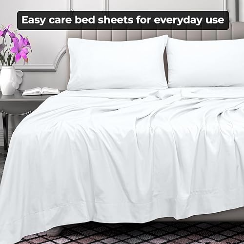 Miniatura 7 de Royale Linens Juego de 6 sábanas encimeras a granel, sábanas superiores, microfibra suave de 1800, resistente a las arrugas y a las manchas, para