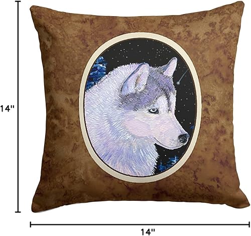 Miniatura 5 de Caroline's Treasures SS8617PW1414 - Almohada decorativa de tela de husky siberiano, lavable a máquina, almohada decorativa para interiores y