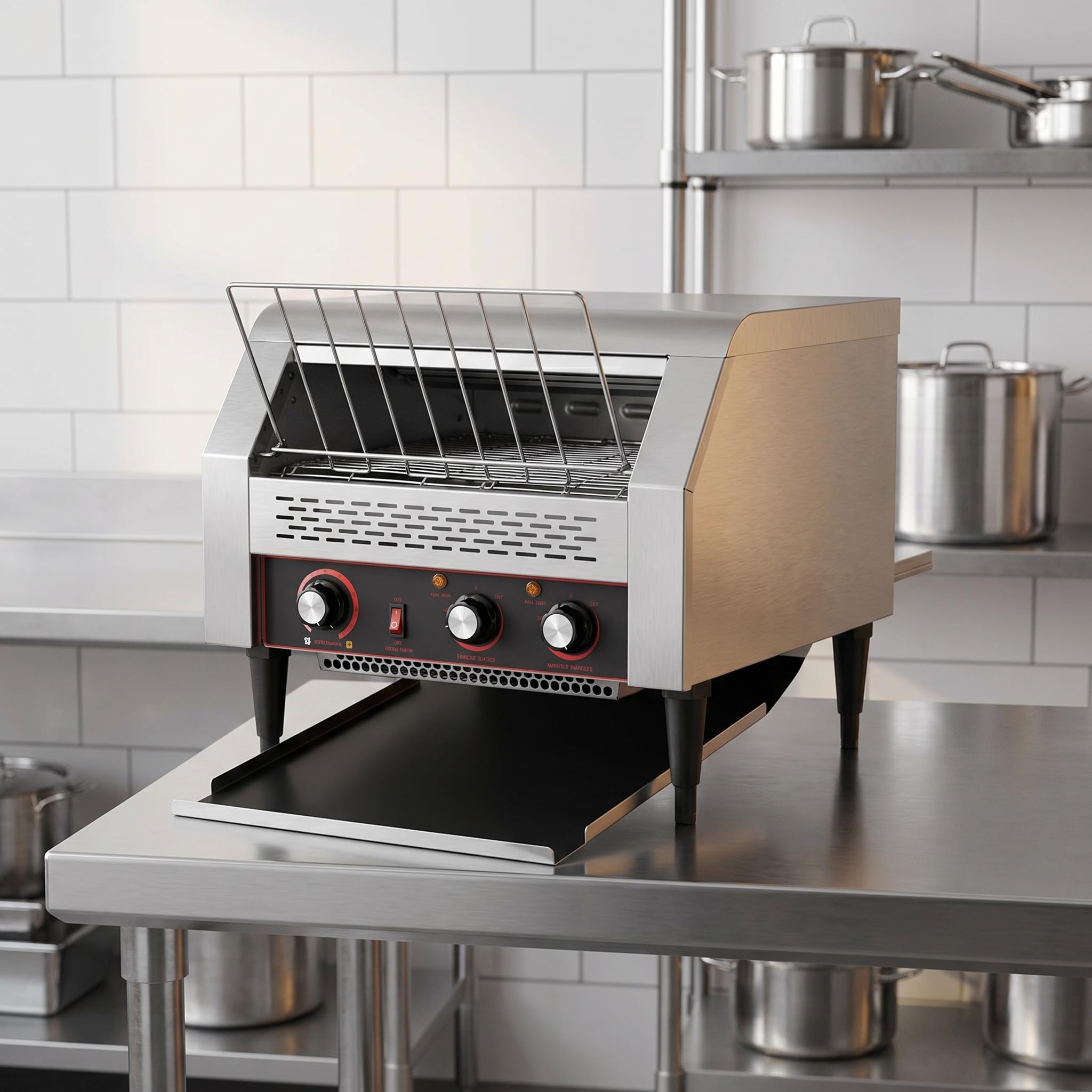 Forno Tostapane Elettrico A Nastro Professionale, 2600 W, Tostapane A Nastro in Acciaio Inox per Ristoranti, Panetterie, Buffet - Alta Efficienza E Tostatura Rapida