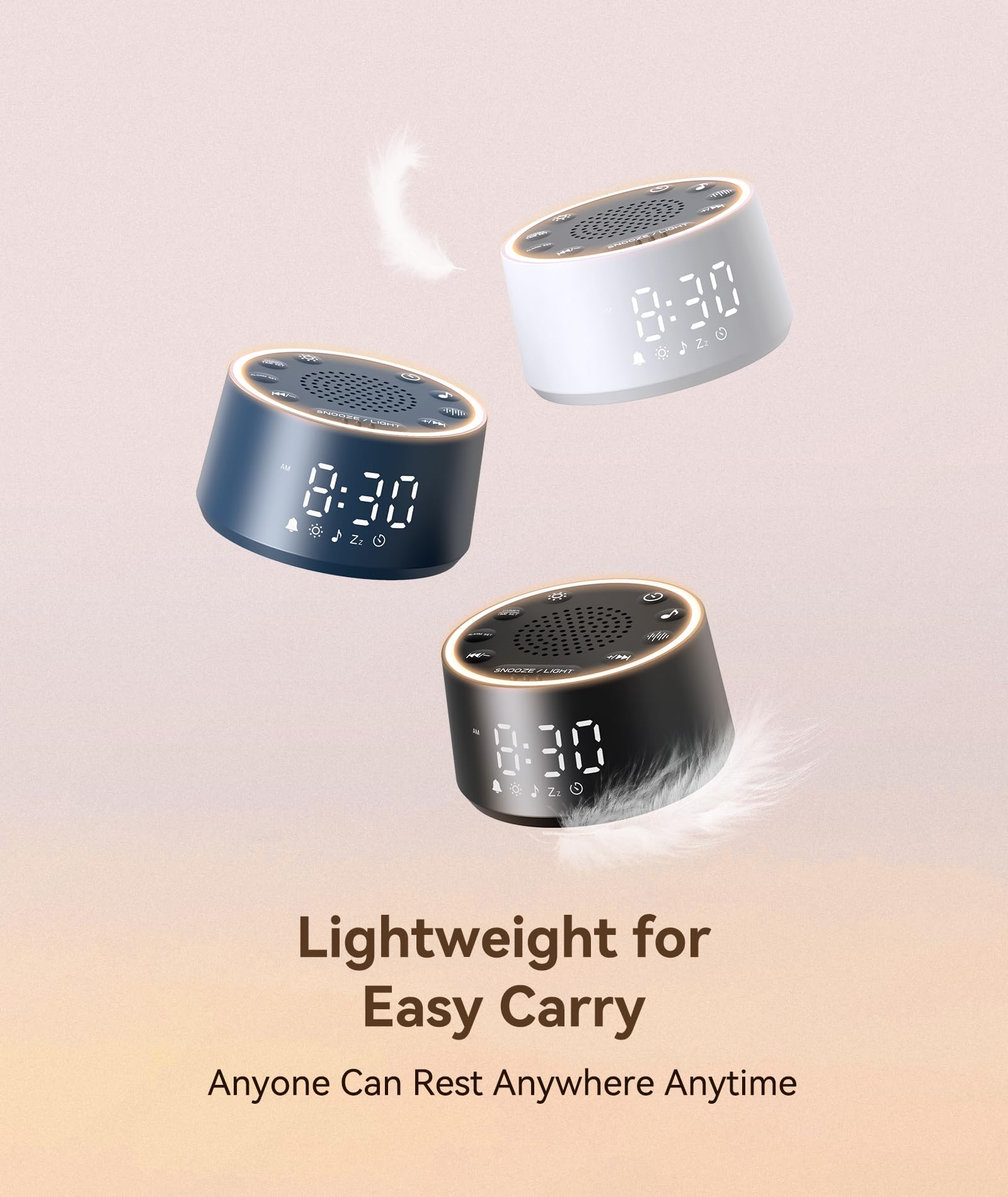 Dreamegg White Noise Machine mit Licht und Wecker, Weißes Rauschen Gerät für Erwachsene und Kinder, 25 Beruhigende Geräusche, 10 Farben Nachtlicht, Timer, Perfekt für Schlafzimmer & Kinderzimmer, USB