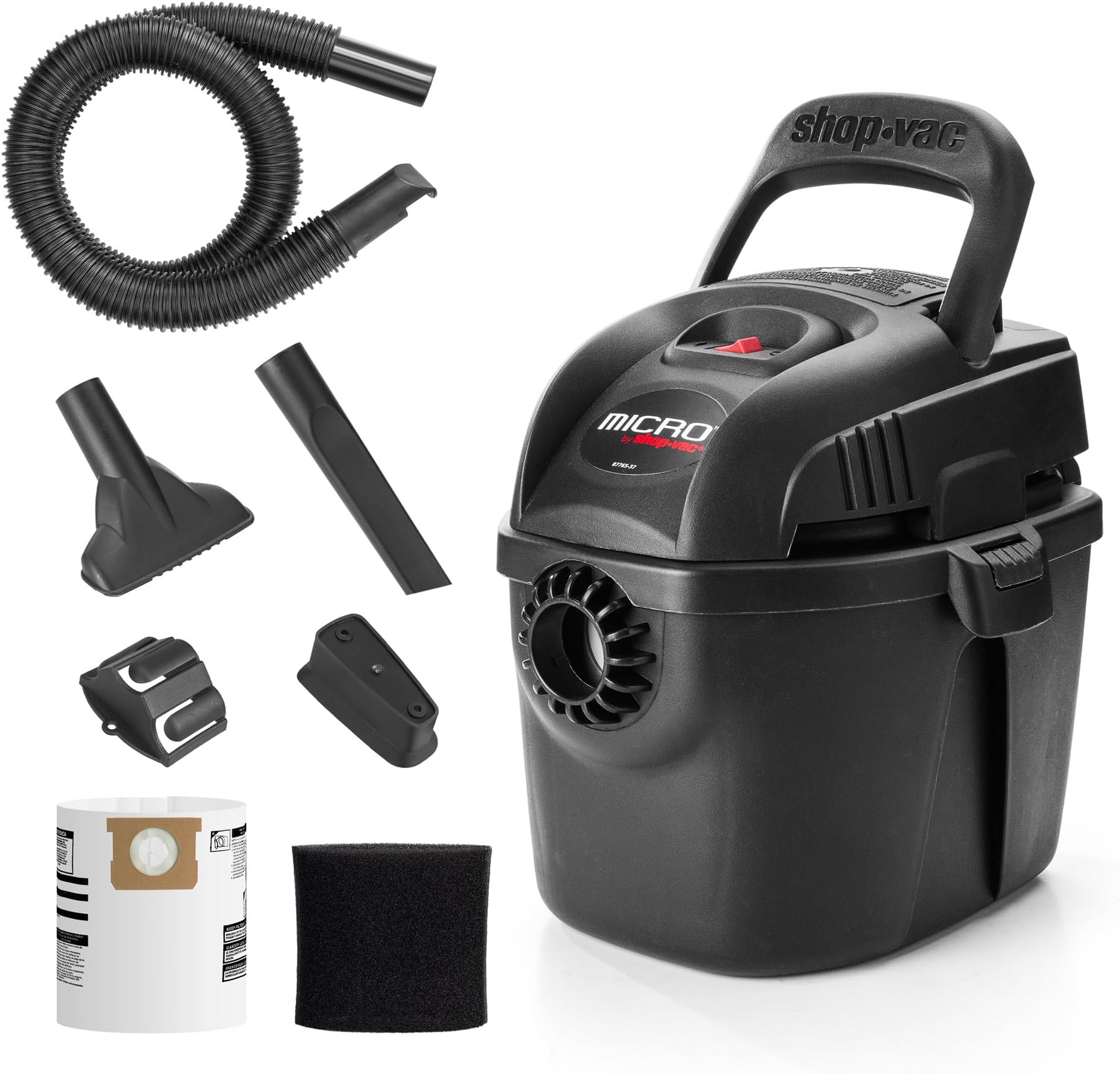 2021005 1 Gallon Micro Wet/Dry Vacuum, 1.0 Peak HP, 1.25 Inch Diameter x 4 Foot Hose, 6 Food Cord, Lightweight and Portable, Quick Wet/Dry Pickup