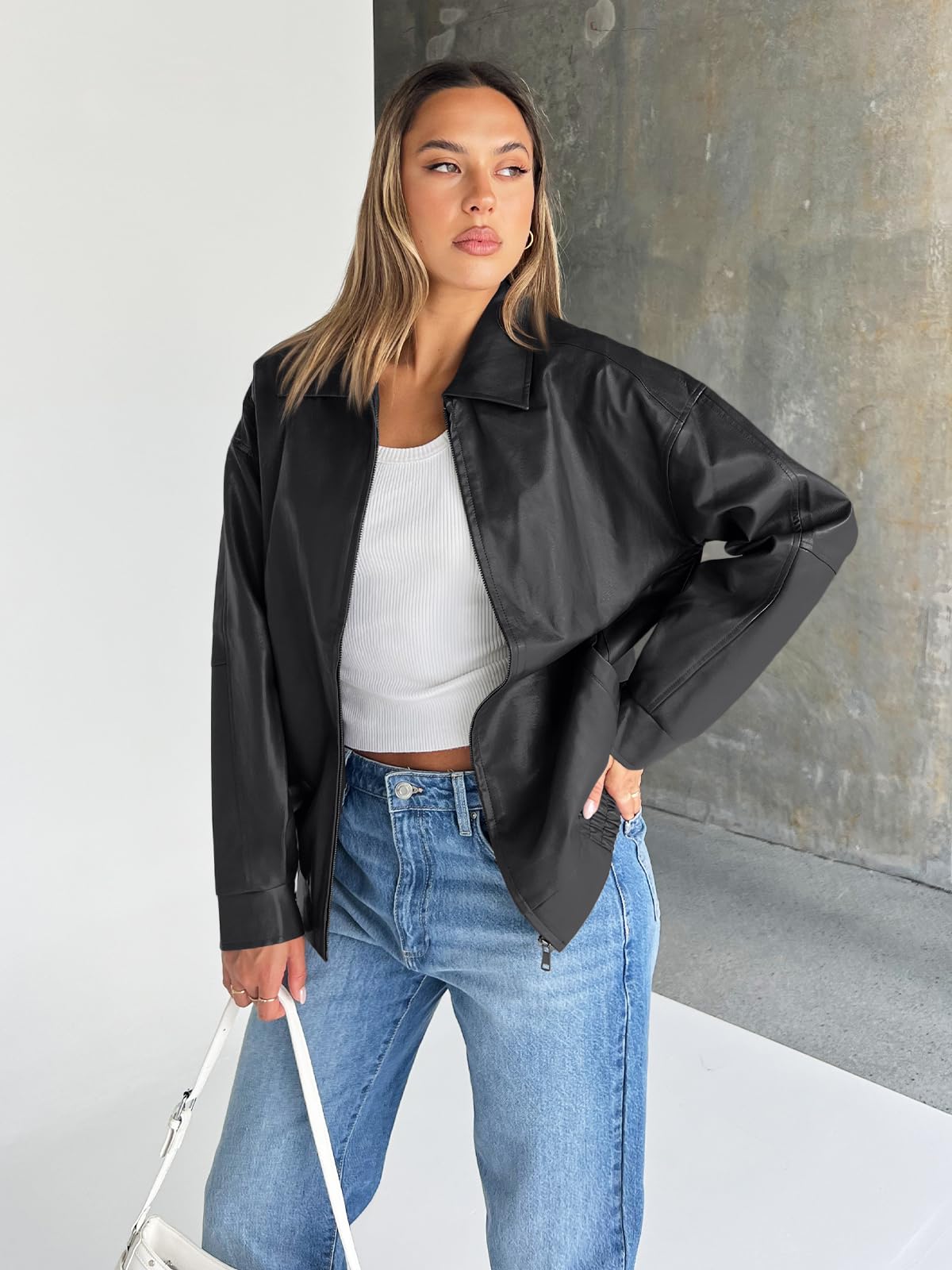 Trendy Queen Eztrd279 Chaqueta de cuero oversize para mujer Mujer (Pack de 1)