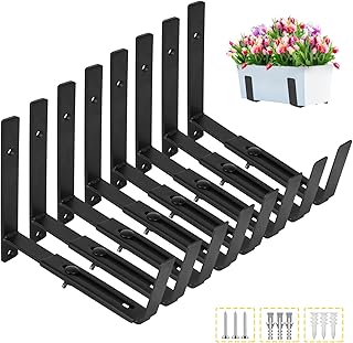 LukLoy Window Planter Box Brackets, 8 Pack Adjustable Heavy Duty Wall Mo...