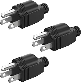 NEMA 5-15P Electrical Replacement Plugs End, Extension Cord Ends 125V 15A 2Pole 3Wire Male Plug,Ground Neutral Generator Plug,3 Prong Power Replacement Type 3
