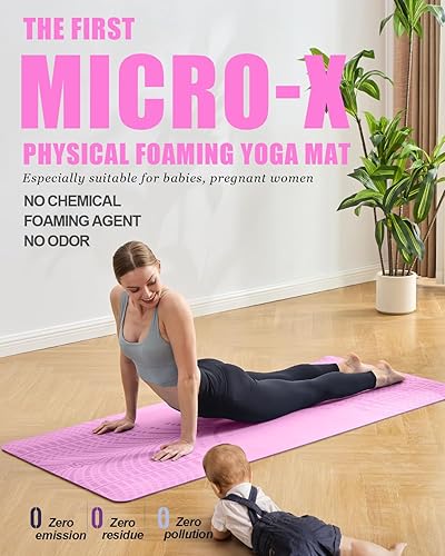 Miniatura 2 de LOLLIPOP Thick Yoga Mat, Non-Slip Exercise Mat for Yoga, Pilates, Stretching Fitness & Exercise Mat with Easy-Cinch Carrier Strap