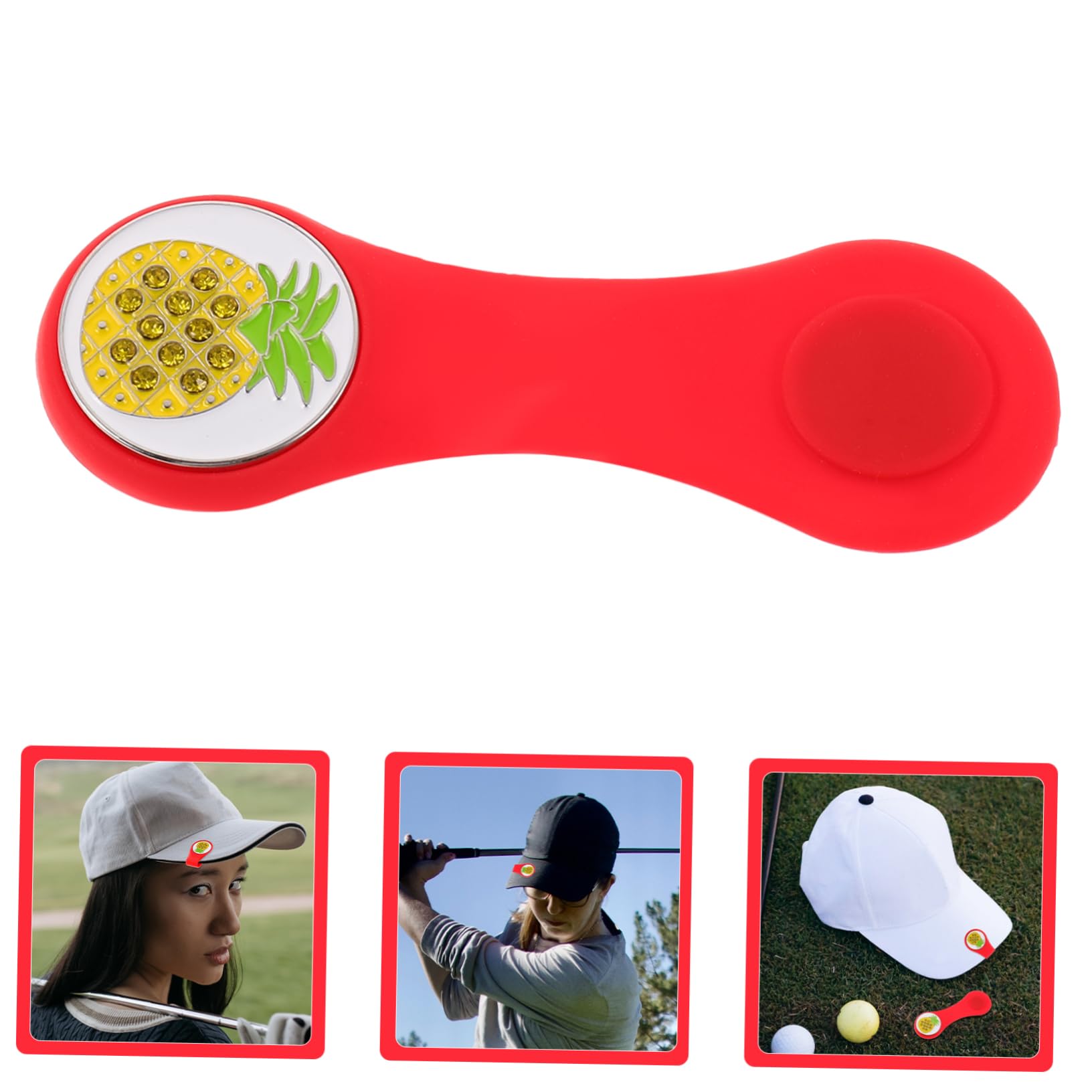 Abaodam Golf Hut Clip Silikon mit Buntem Design Abnehmbarer Ballmarker für Golfer für Golfmützen und Hüte Langlebig und Kreative Tiermotive Ananas