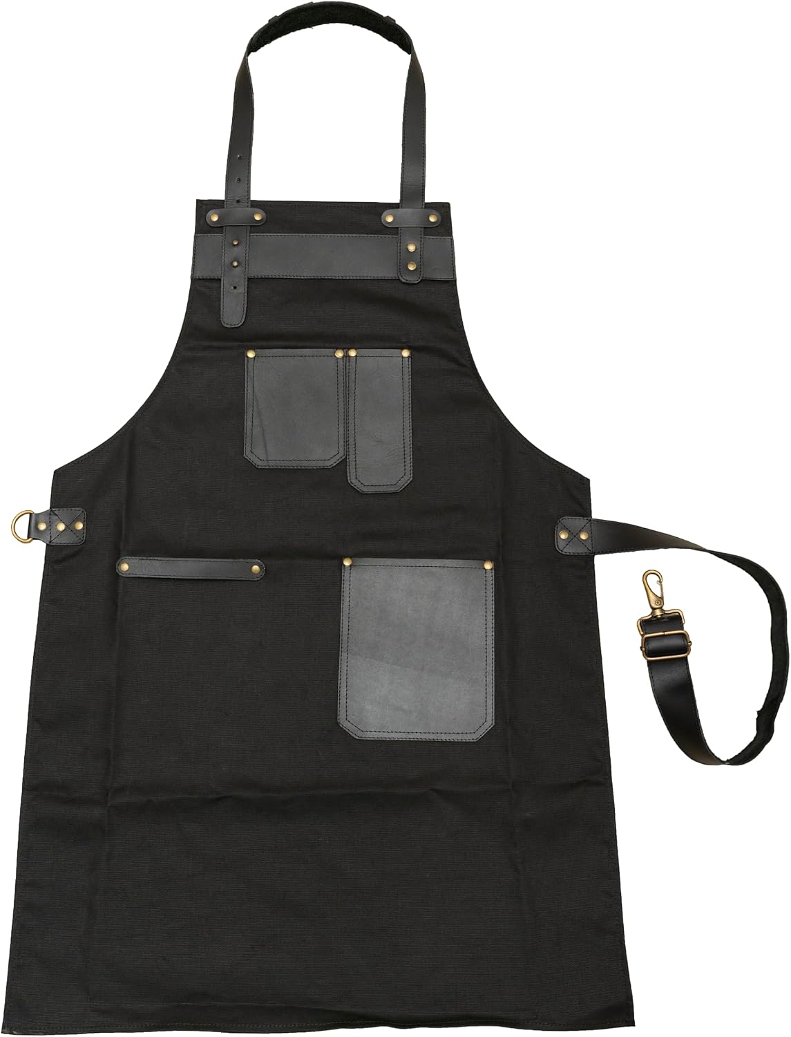 Full Grain Leather & Canvas Apron – Butcher, BBQ, Cooking, Blacksmith, Barber, and Woodworking Apron