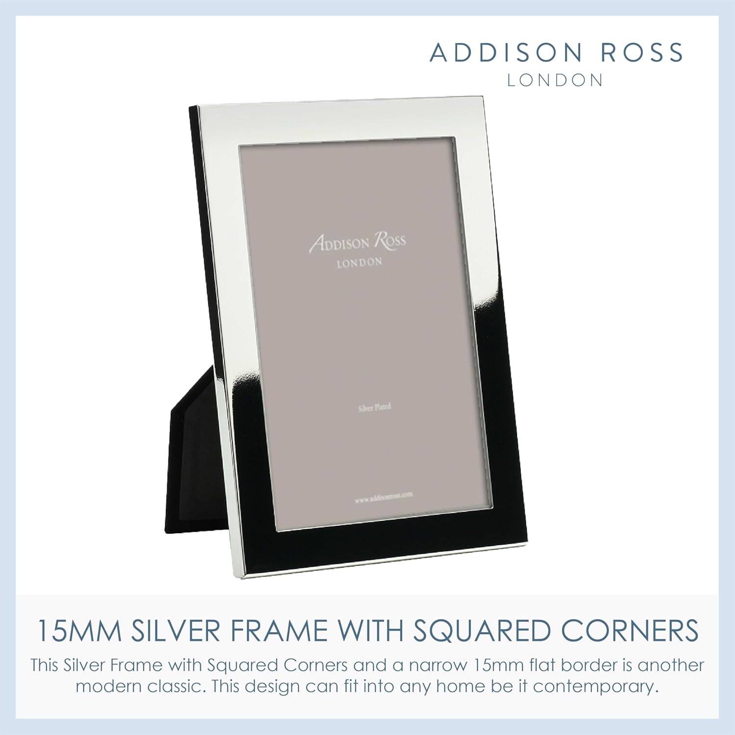 Addison Ross, Photo Frame, 5x7, Silver Plate 15mm Square, 5 x 7 Inches