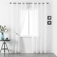 Vista 2 de Cortinas traslúcidas de 108 pulgadas para sala de estar, dormitorio, apartamento, ventana, 2 paneles con ojales, cortinas semitransparentes
