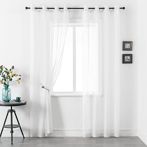 Miniatura 2 de Cortinas traslúcidas de 108 pulgadas para sala de estar, dormitorio, apartamento, ventana, 2 paneles con ojales, cortinas semitransparentes para