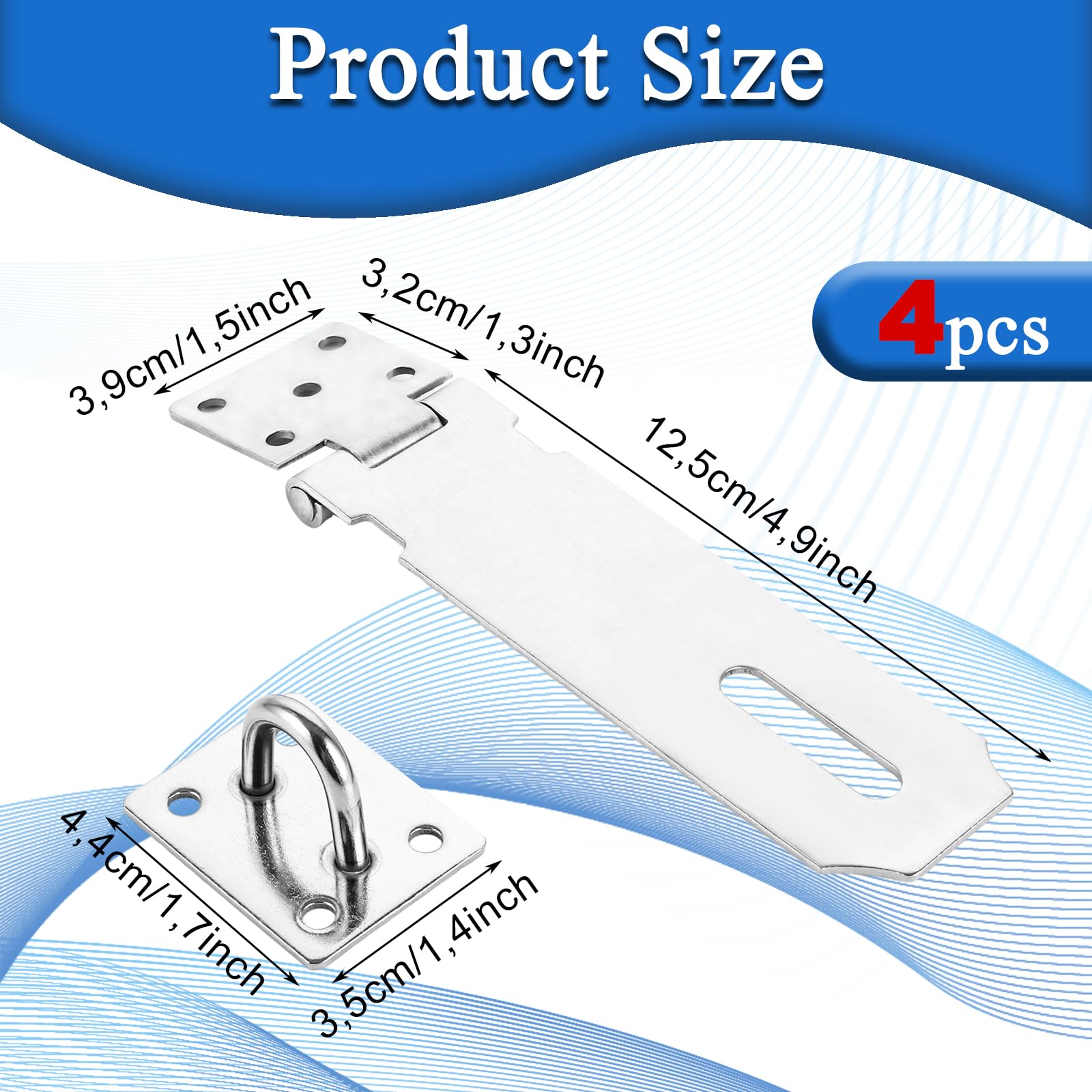 Cerradura de acero inoxidable 304 para cerradura de puerta de 5 pulgadas, cerradura de acero inoxidable con tornillos para jardín, puertas, armarios y 4 unidades