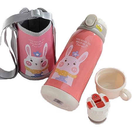 Amazon 水筒 子供 2way ポーチ付き ストロータイプ コップタイプ コンパクト ワンタッチ 600ml ストラップ 子ども おしゃれ 真空断熱 保温 保冷 超軽量 316ステンレ 水筒 マグボトル オンライン通販