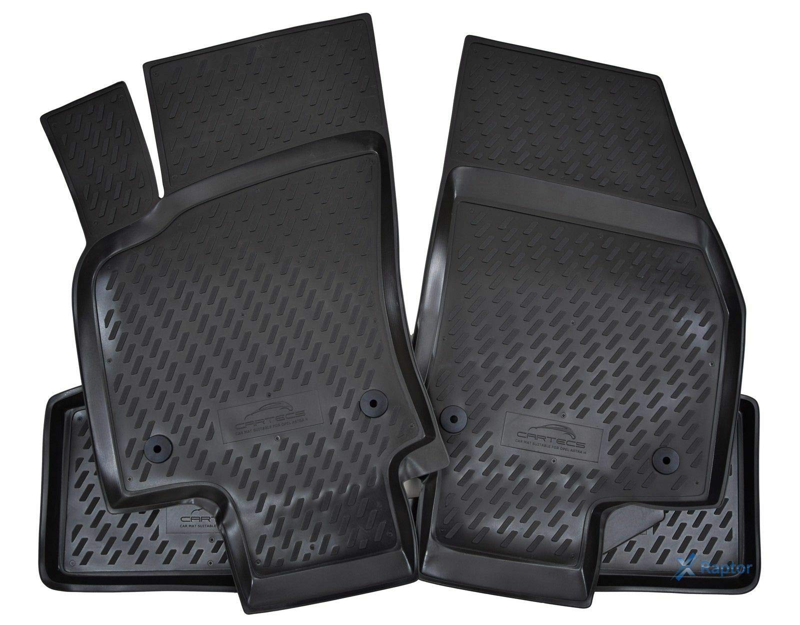 J&J AUTOMOTIVE 3D Gummifußmatten passend für Opel Astra H Schrägheck 2004-2009 4tlg, Allwetter Fußmatten mit 3cm hohem Rand Passform rutschfest Geruchsneutral Schwarz