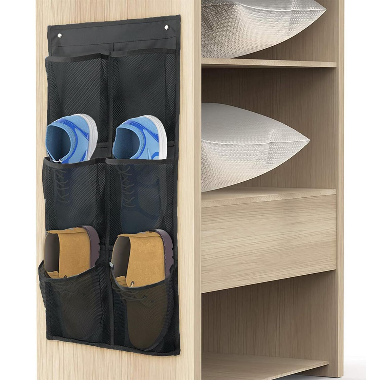 2 Pezzi Shoe Storage Organizer con Gancio, Scarpiera Sopra la Porta, Portascarpe da Appendere Camper, Organizer per Scarpe, Scarpiera da Appendere Sopra la Porta per Cucina,Camera da Letto (Nero)