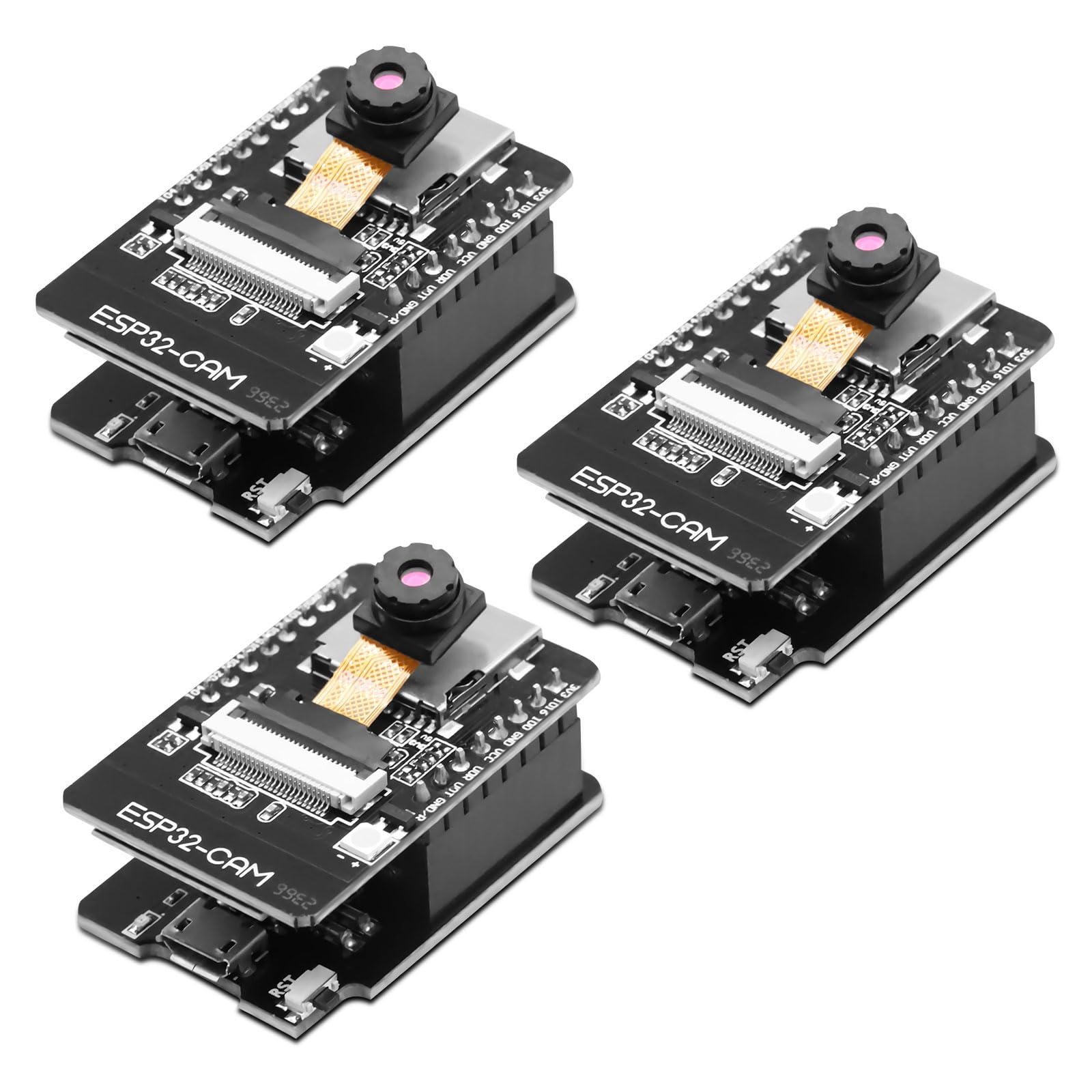 APKLVSR ESP CAM Entwicklungsplatine, ESP-CAM MB WiFi/Bluetooth Entwicklung Board DC 5V Dual-Core-Entwicklungsplatine mit OV2640 Kamera TF Card Module, Micro USB Port,für Arduino(3 Stück)