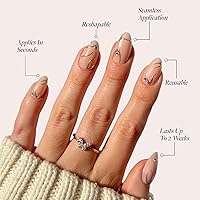 Vista 19 de Glamnetic Uñas a presión – Red Affair Uñas cortas de punta francesa con purpurina roja almendra con un acabado brillante 15 tamaños – Kit de 30