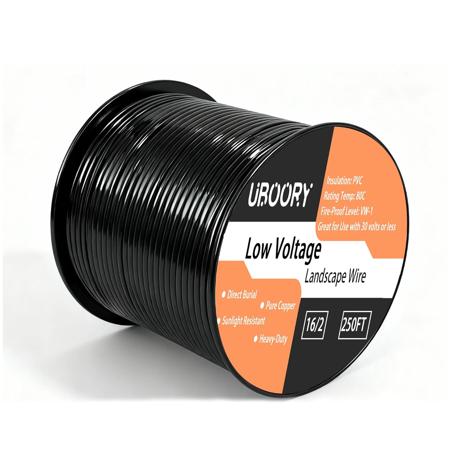 16/2 Low Voltage Landscape Wire, 16 Gauge 2 Conductor 50 Feet, Low Voltage Wire, Outdoor Direct Burial Electrical Wire