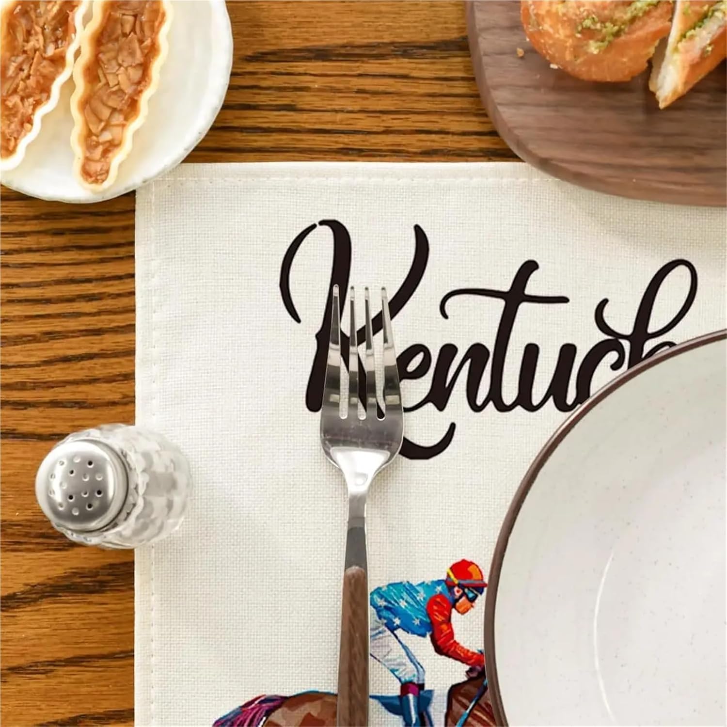 Horse Racing Decor Set of 4 Placemats for Kentucky Horse Racing Party Dining Kitchen Deco and Supplies Festival 12x18(1p)