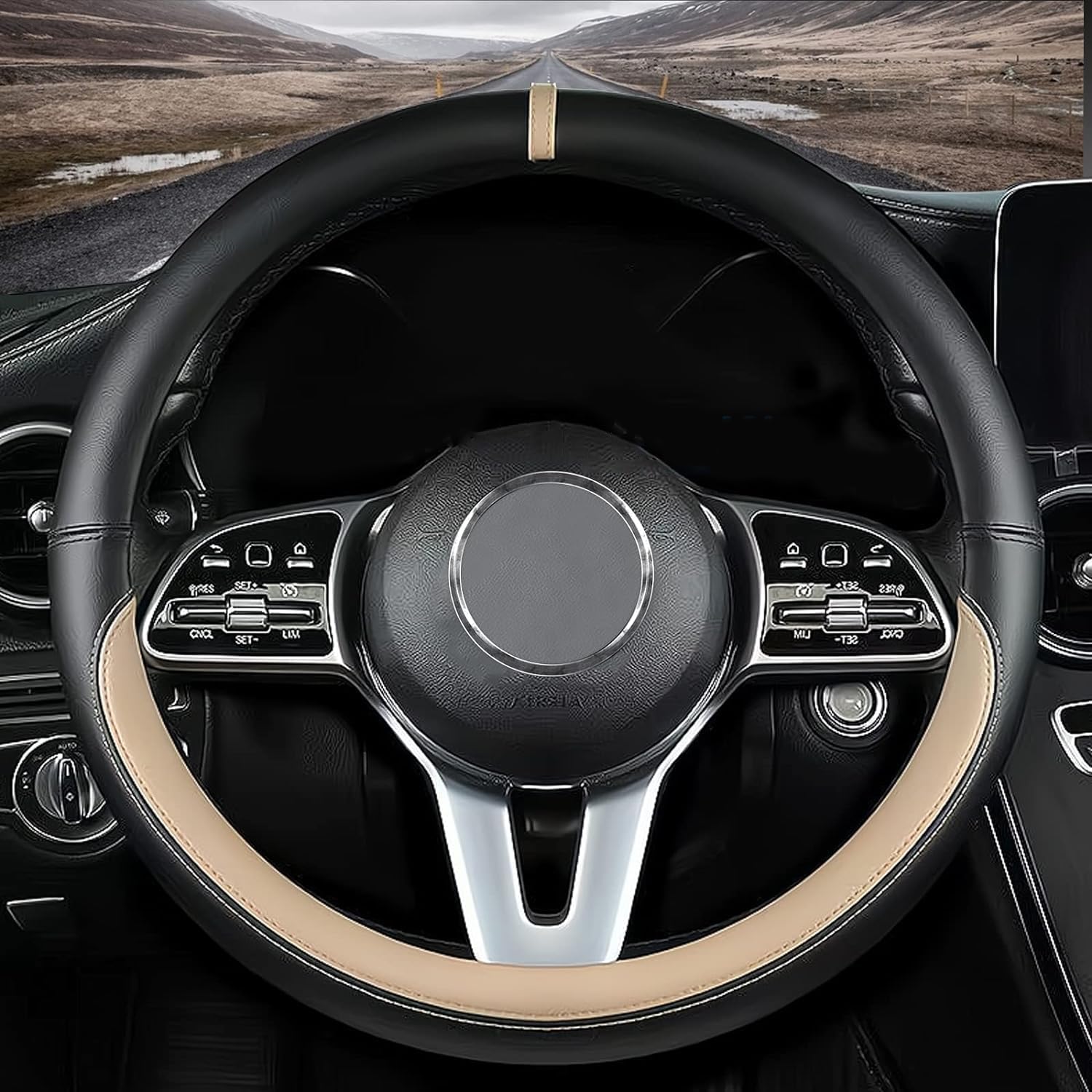 Custom fit for Acura Car Steering Wheel Cover, Nappa Leather Non-Slip Steering Wheel Cover, Designed for Acur-a Interior Accessories (Beige,for Acura)