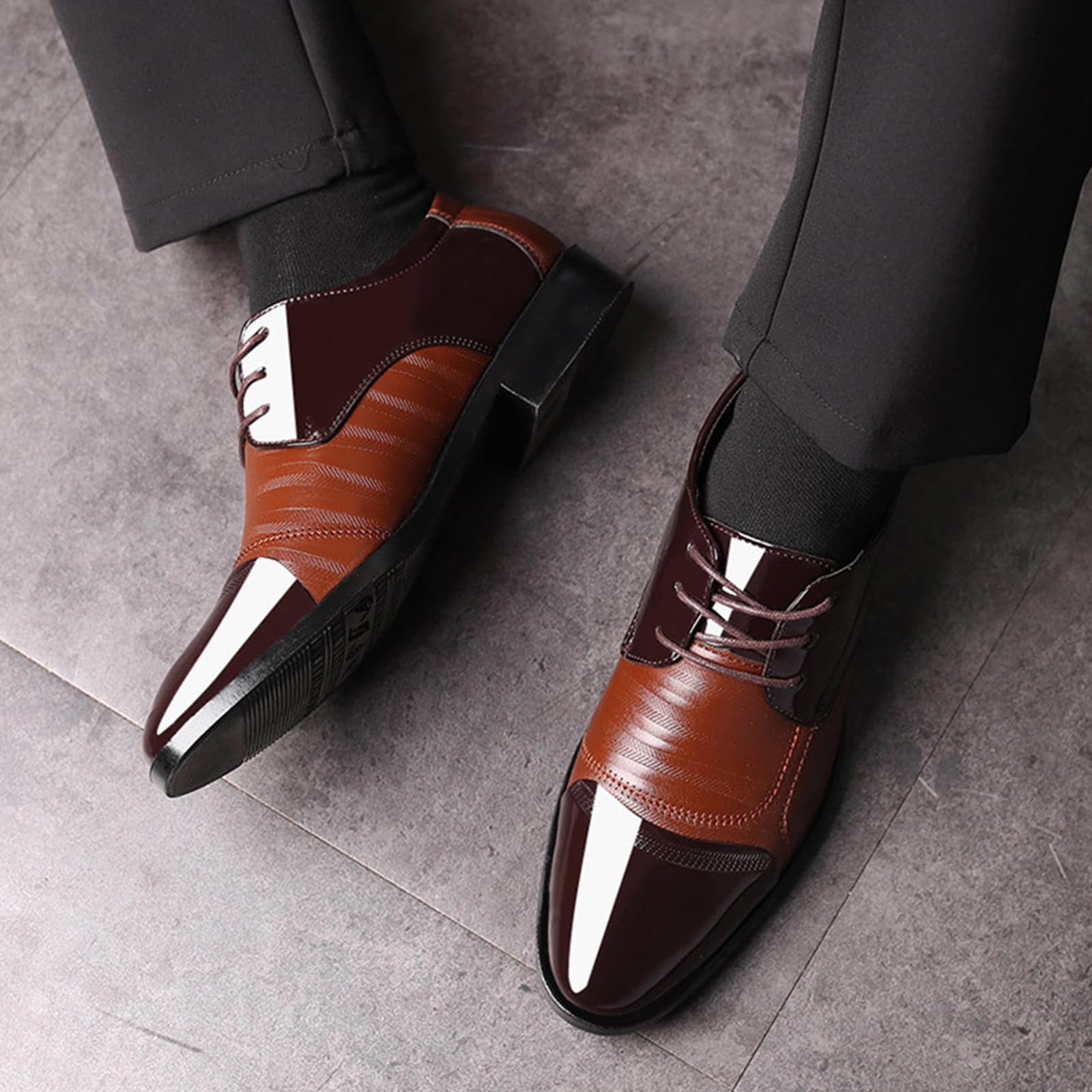 Scarpe Eleganti da Uomo Stringate A Punta Scarpe Oxford | in pelle PU antiscivolo Casual Festa Business formali Ufficio Matrimonio