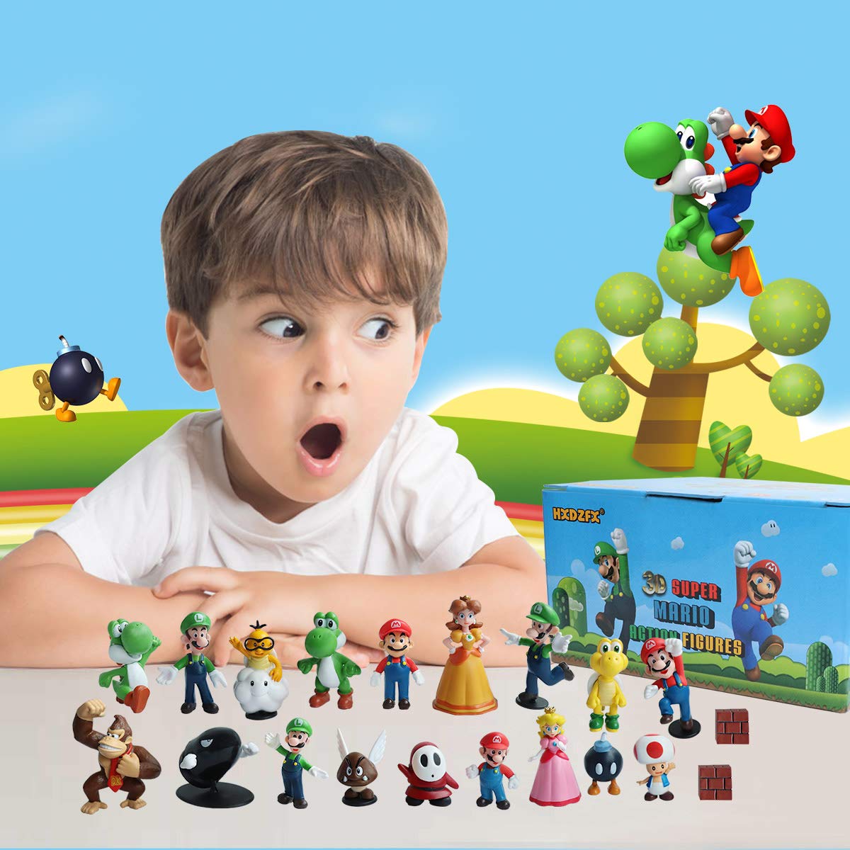 20PCS Mario Bros Action Figurines Kids Toys Cake Topper Decorations