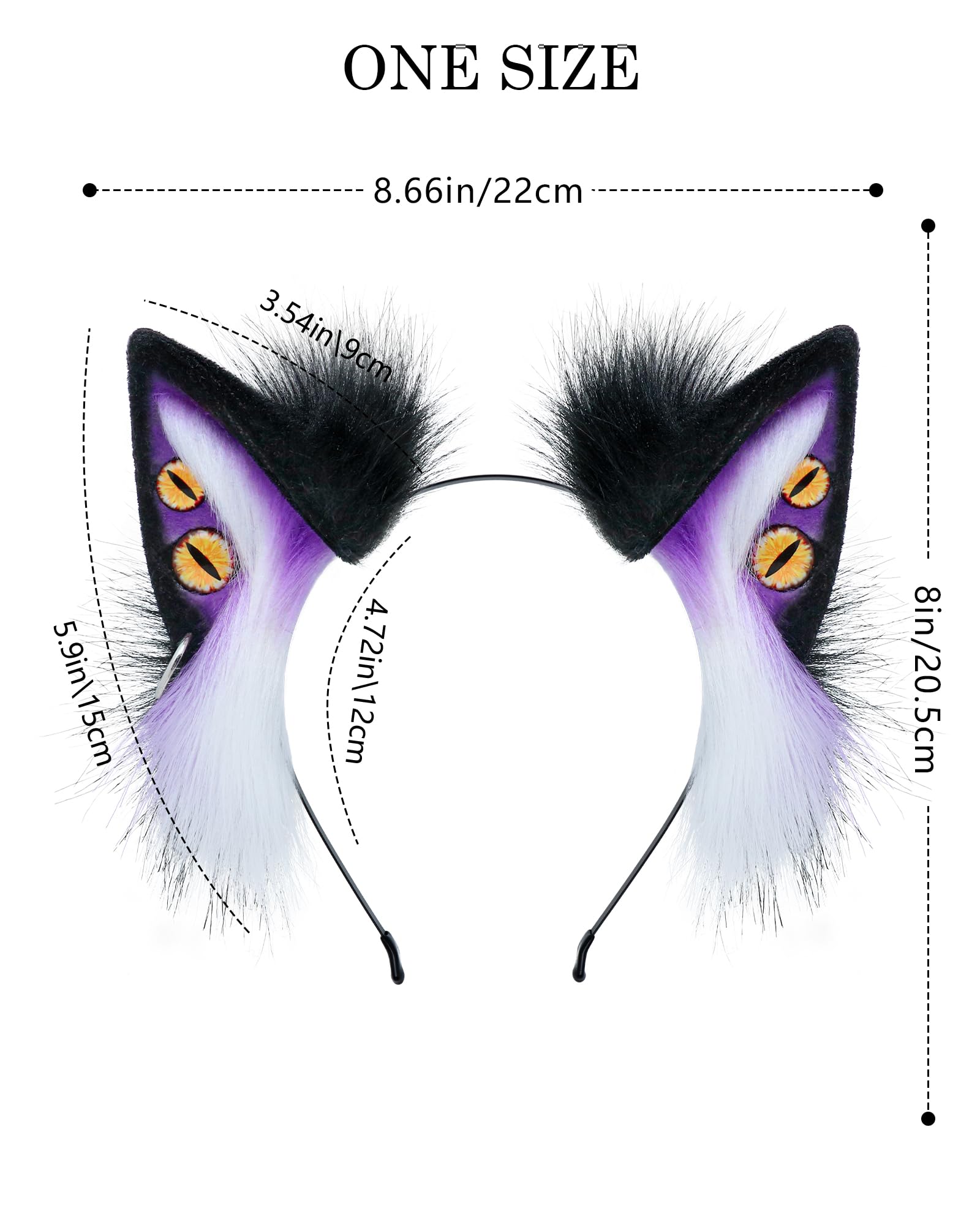 ZFKJERS Handmade Demon Wolf Ears Headband Furry Animal Ears Hairband for Costume Party Halloween, Cosplay Accessories (Purple) - Image 3