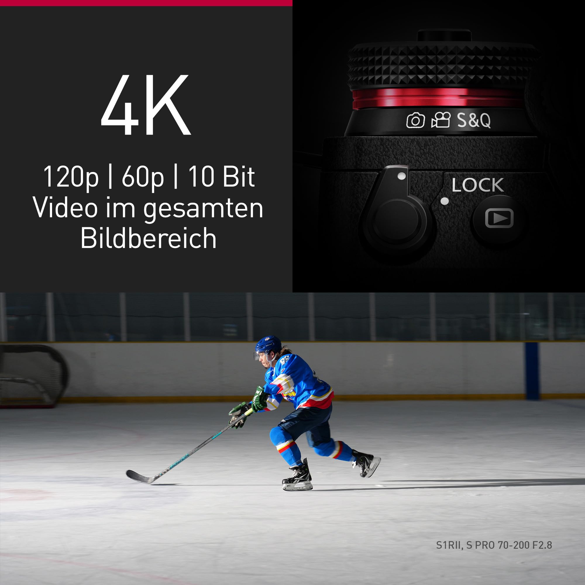 Panasonic LUMIX S1RII Vollformat-Systemkamera, 44,3MP Sensor, 8K Video, ProRes RAW, Phasen-Hybrid-AF, Dual is, 32-Bit Float Audio, 177MP Hochauflösungsmodus, OLED Sucher – Nur Gehäuse