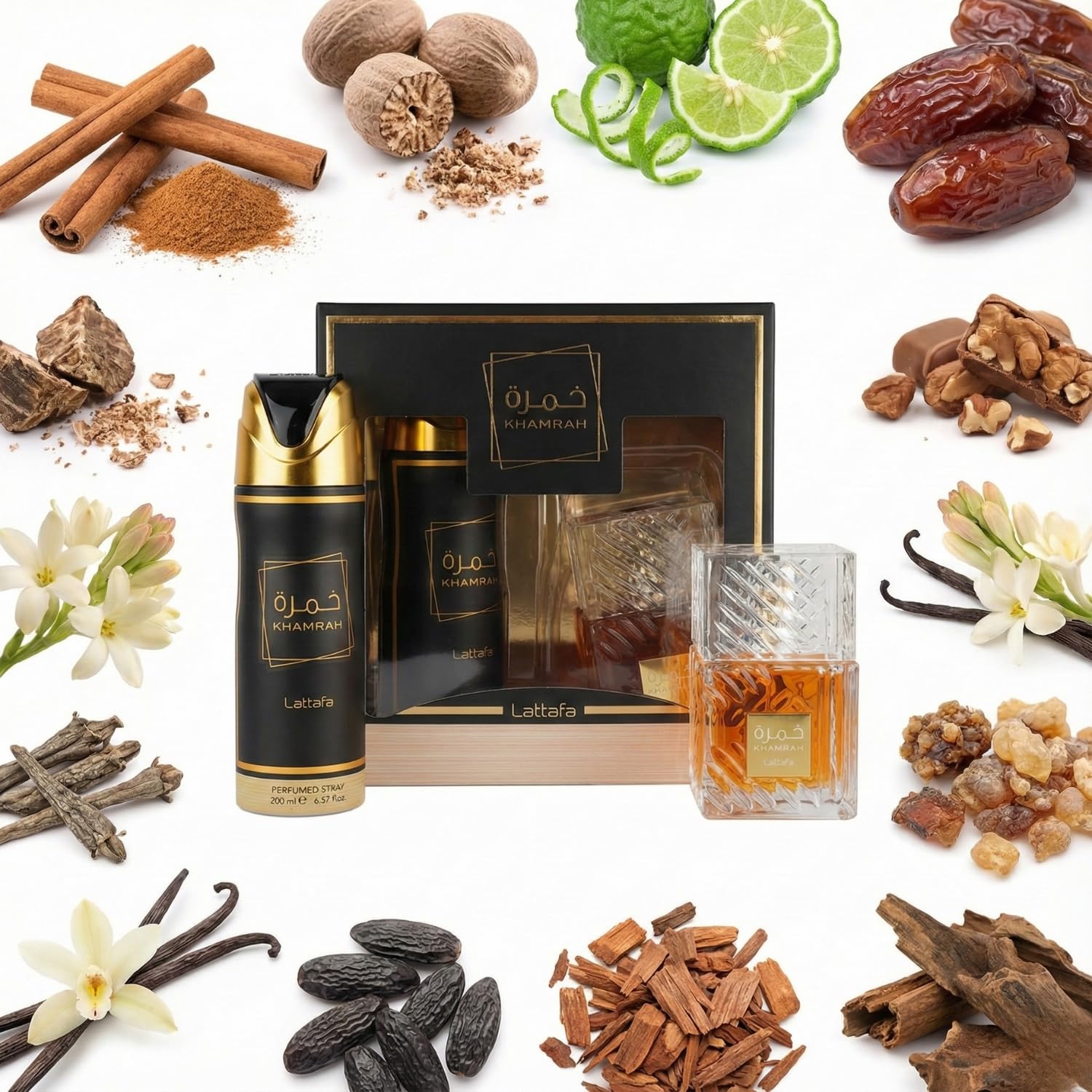 Amazon.com : Lattafa Khamrah 2 Pcs Giftset With 100ml Edp + 200ml