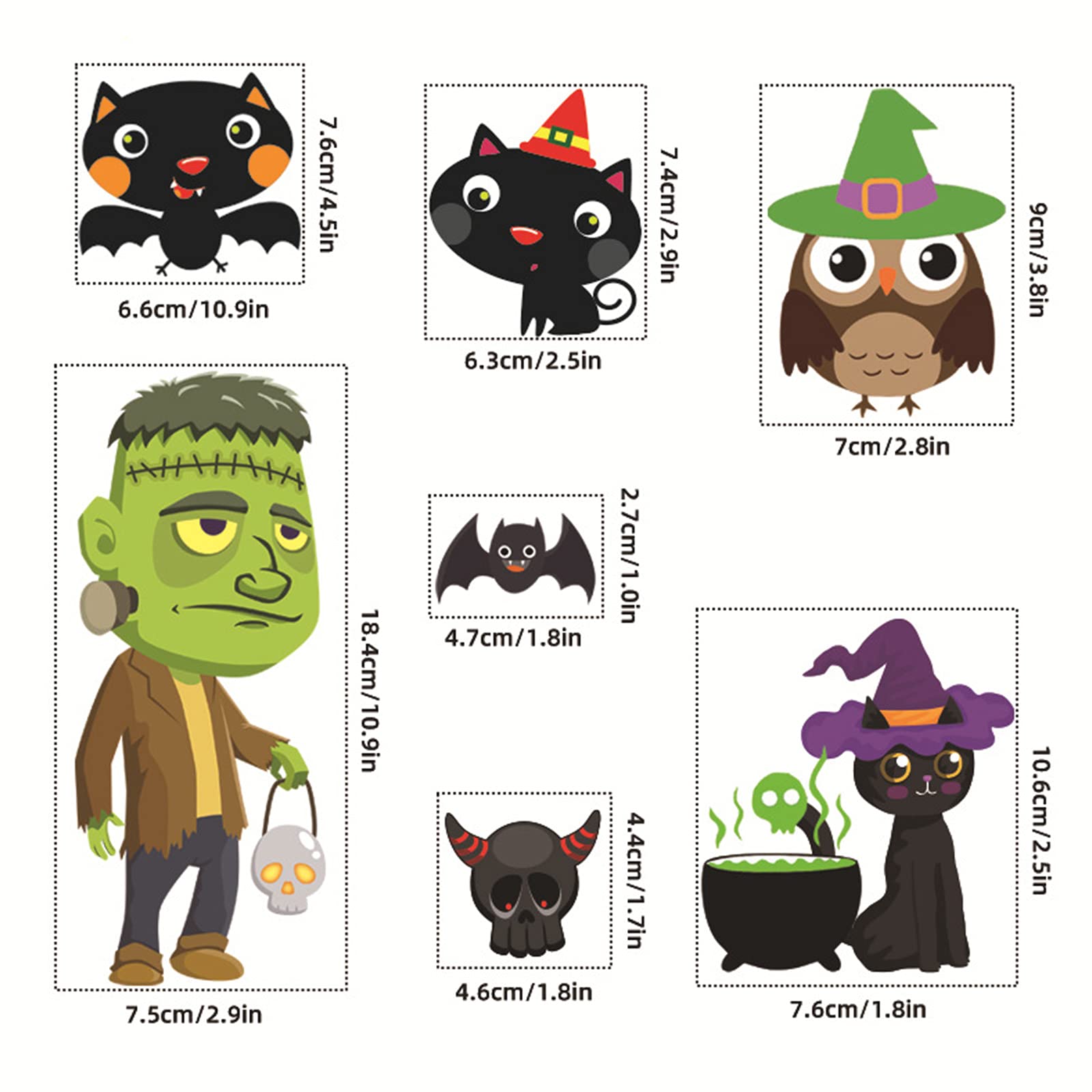 Kit De 141 Autocollants PVC Halloween Pour Fenêtres – Sorcières, Citrouilles, Chauves-souris, Décoration Amovible Et Réutilisable - 8