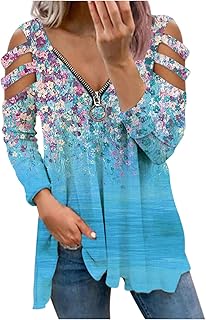 Women V Neck Tee Shirts, Womens Fashion Geometric Print Buttons Long Sleeve Casual Blouse T-Shirt Pullover Henley Shirt